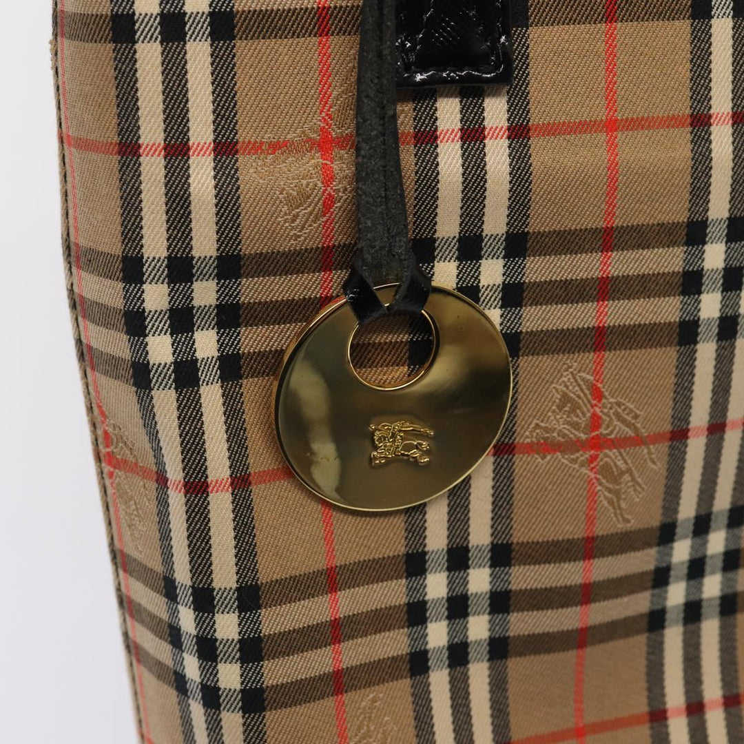 Burberry Nova Check Tote Bag Canvas Beige Gold Auth ep5405