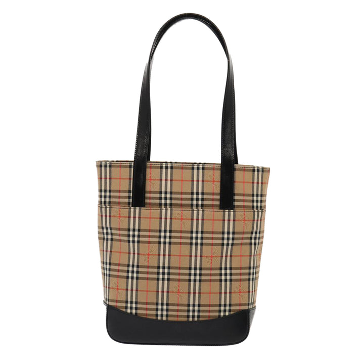 Burberry Nova Check Tote Bag Canvas Beige Gold Auth ep5405