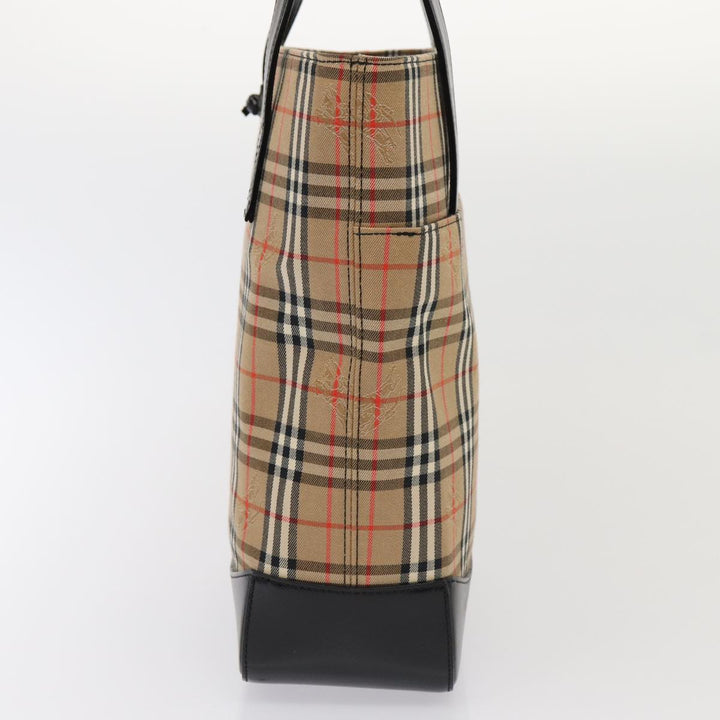 Burberry Nova Check Tote Bag Canvas Beige Gold Auth ep5405