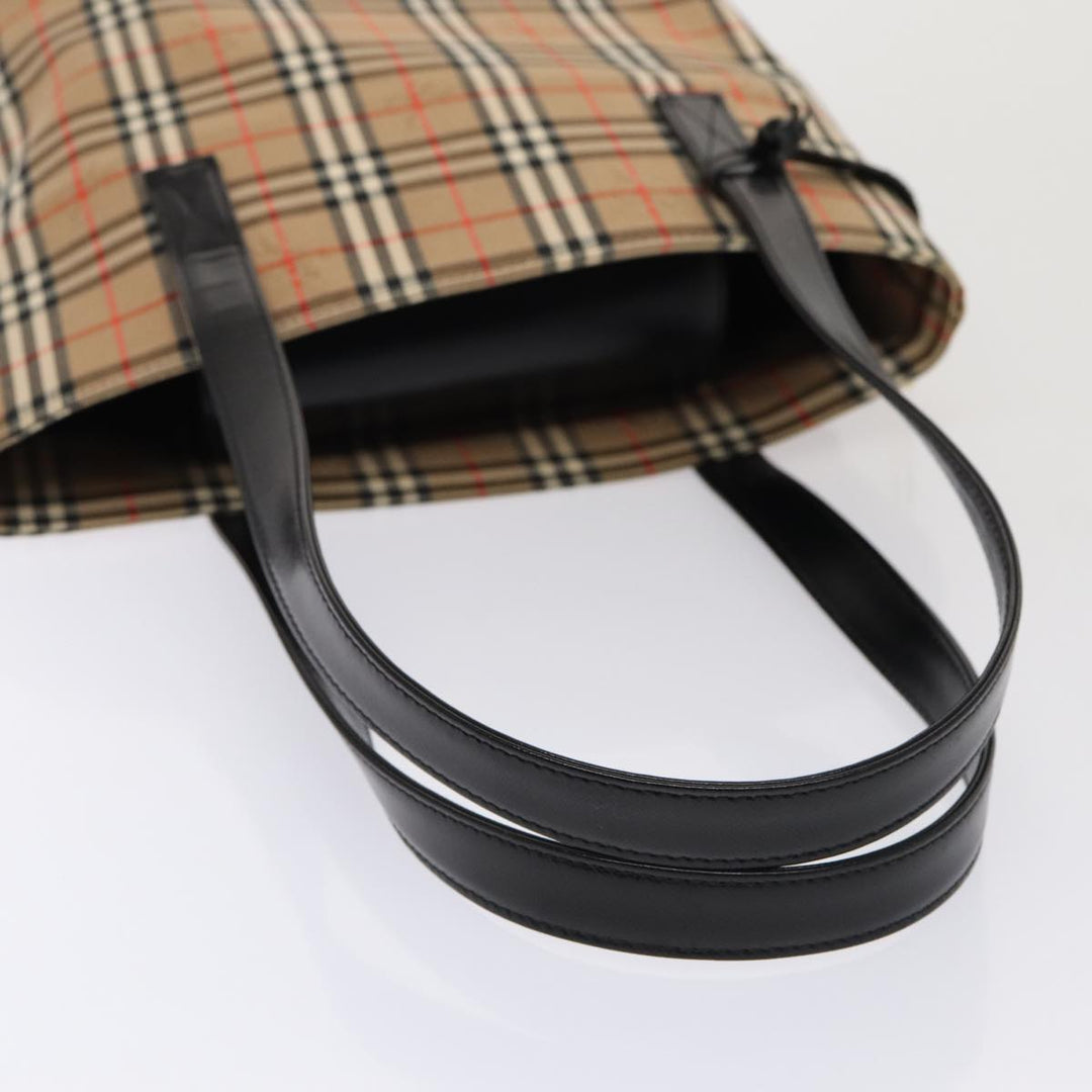 Burberry Nova Check Tote Bag Canvas Beige Gold Auth ep5405