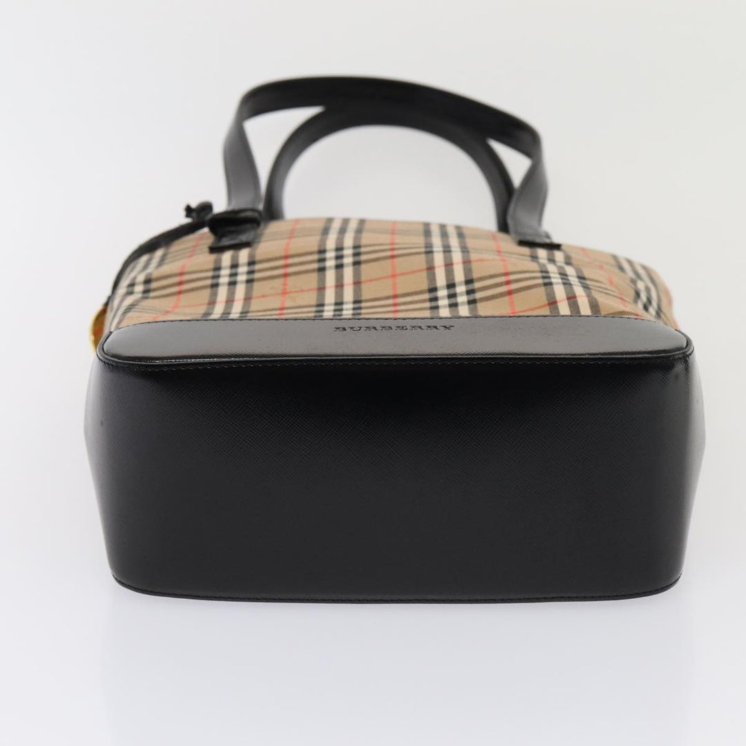 Burberry Nova Check Tote Bag Canvas Beige Gold Auth ep5405