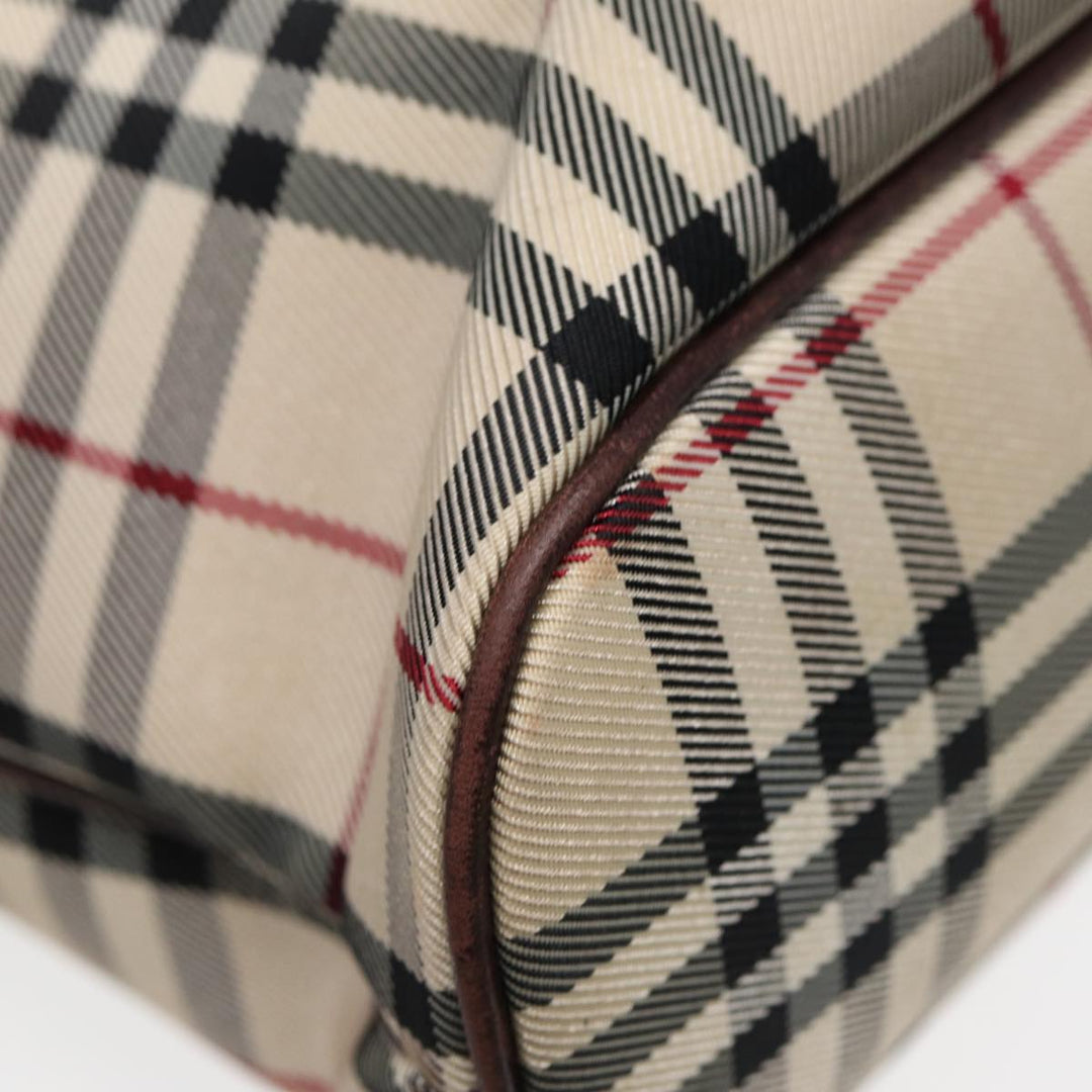 Burberry Nova Check Hand Bag Canvas Beige Silver Auth ep5413
