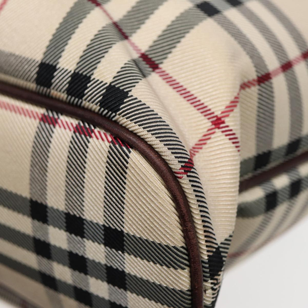 Burberry Nova Check Hand Bag Canvas Beige Silver Auth ep5413