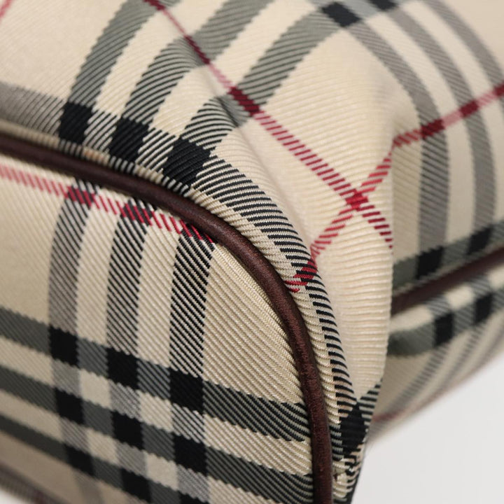 Burberry Nova Check Hand Bag Canvas Beige Silver Auth ep5413