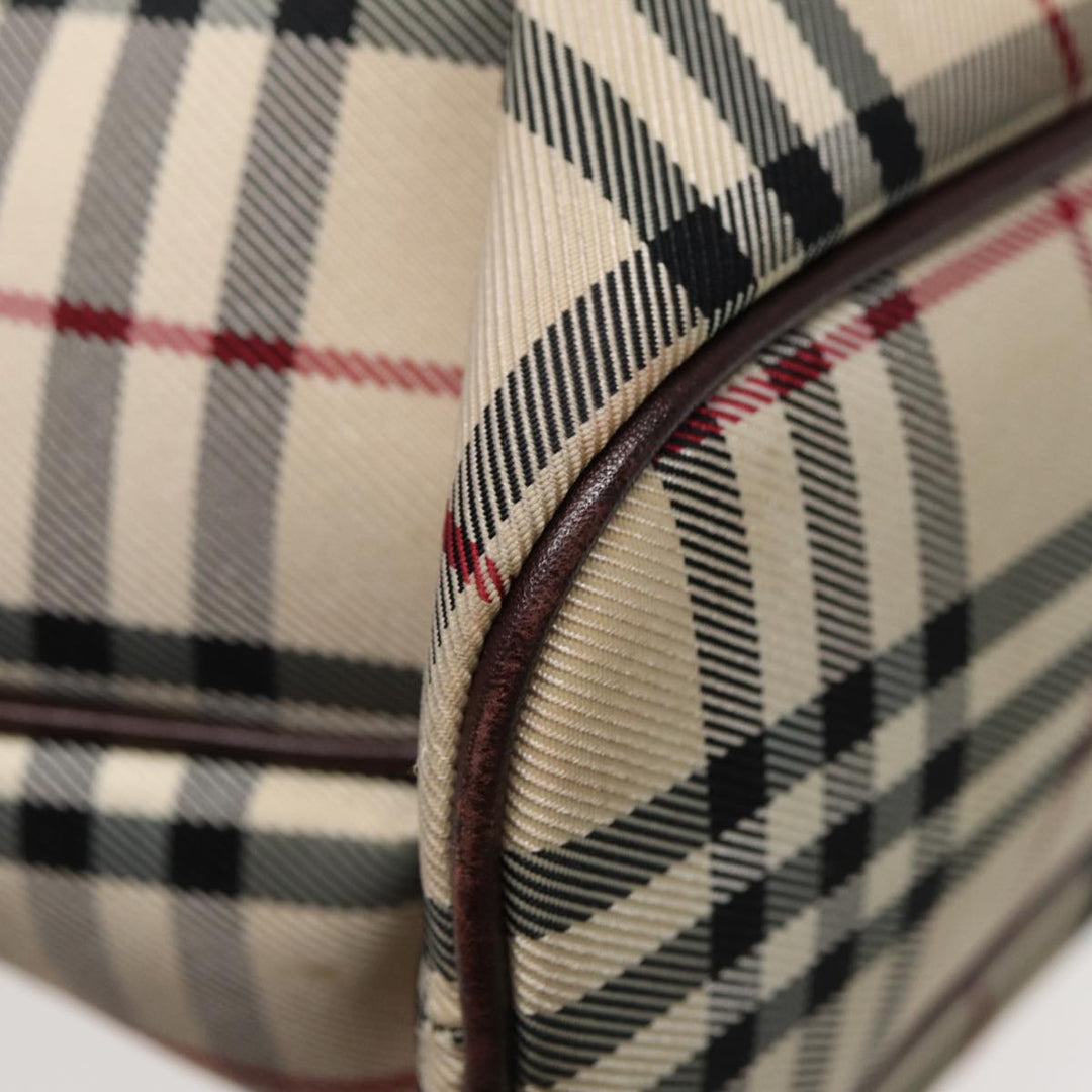 Burberry Nova Check Hand Bag Canvas Beige Silver Auth ep5413