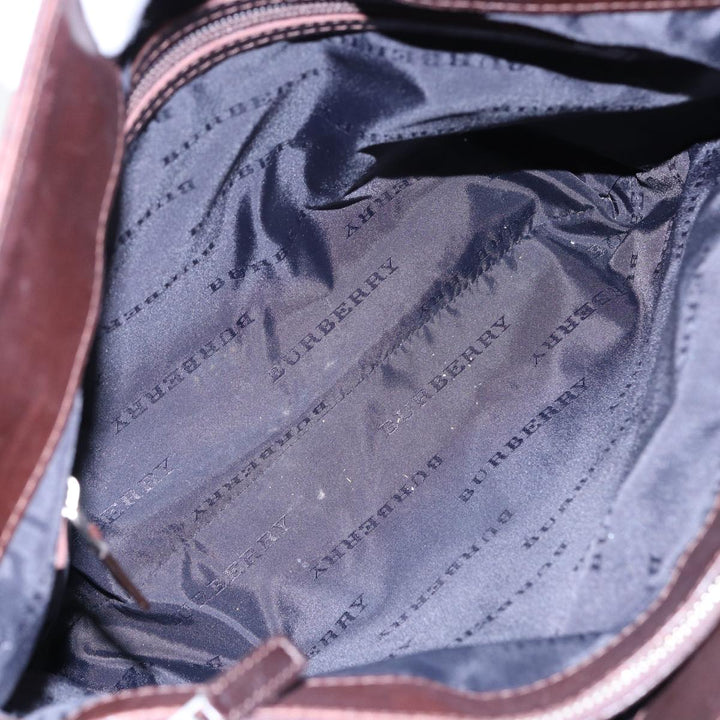 Burberry Nova Check Hand Bag Canvas Beige Silver Auth ep5413