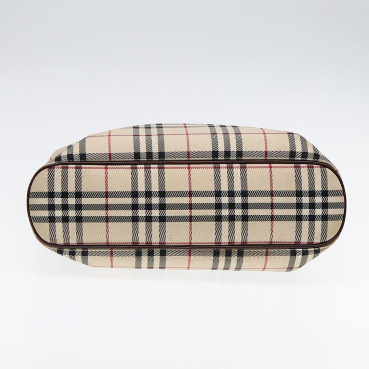 Burberry Nova Check Hand Bag Canvas Beige Silver Auth ep5413