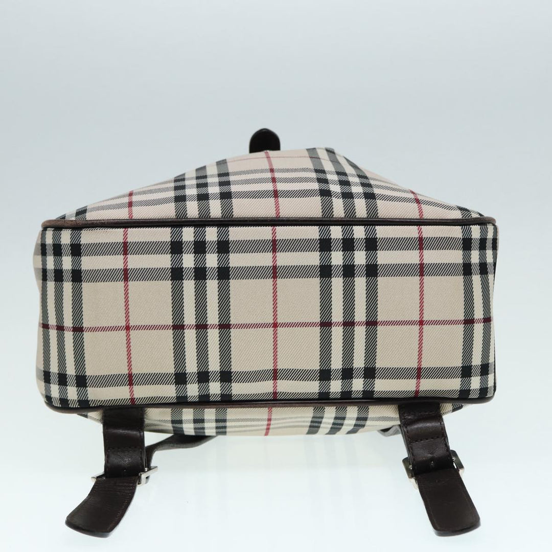Burberry Nova Check Backpack Nylon Beige Silver Auth ep5418