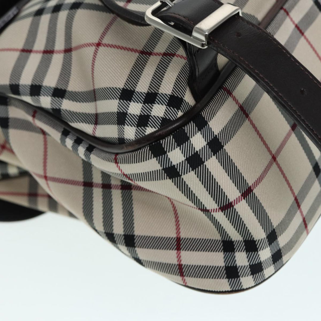Burberry Nova Check Backpack Nylon Beige Silver Auth ep5418