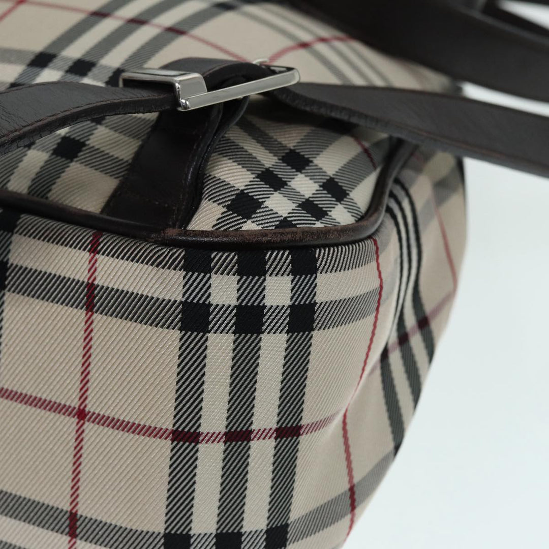 Burberry Nova Check Backpack Nylon Beige Silver Auth ep5418