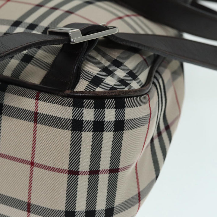 Burberry Nova Check Backpack Nylon Beige Silver Auth ep5418