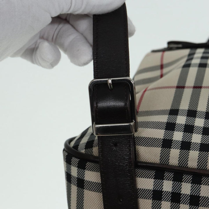 Burberry Nova Check Backpack Nylon Beige Silver Auth ep5418