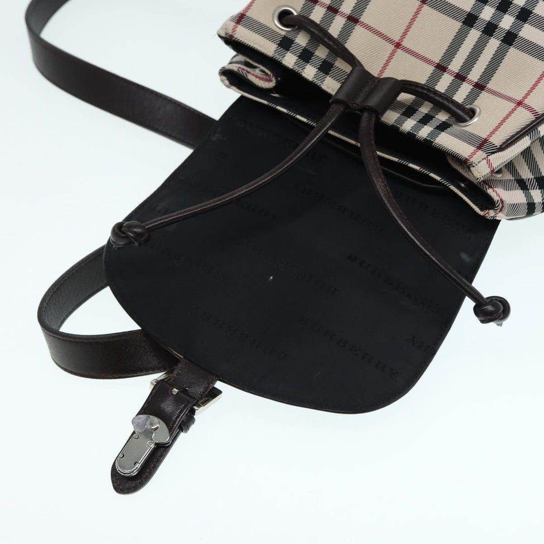 Burberry Nova Check Backpack Nylon Beige Silver Auth ep5418