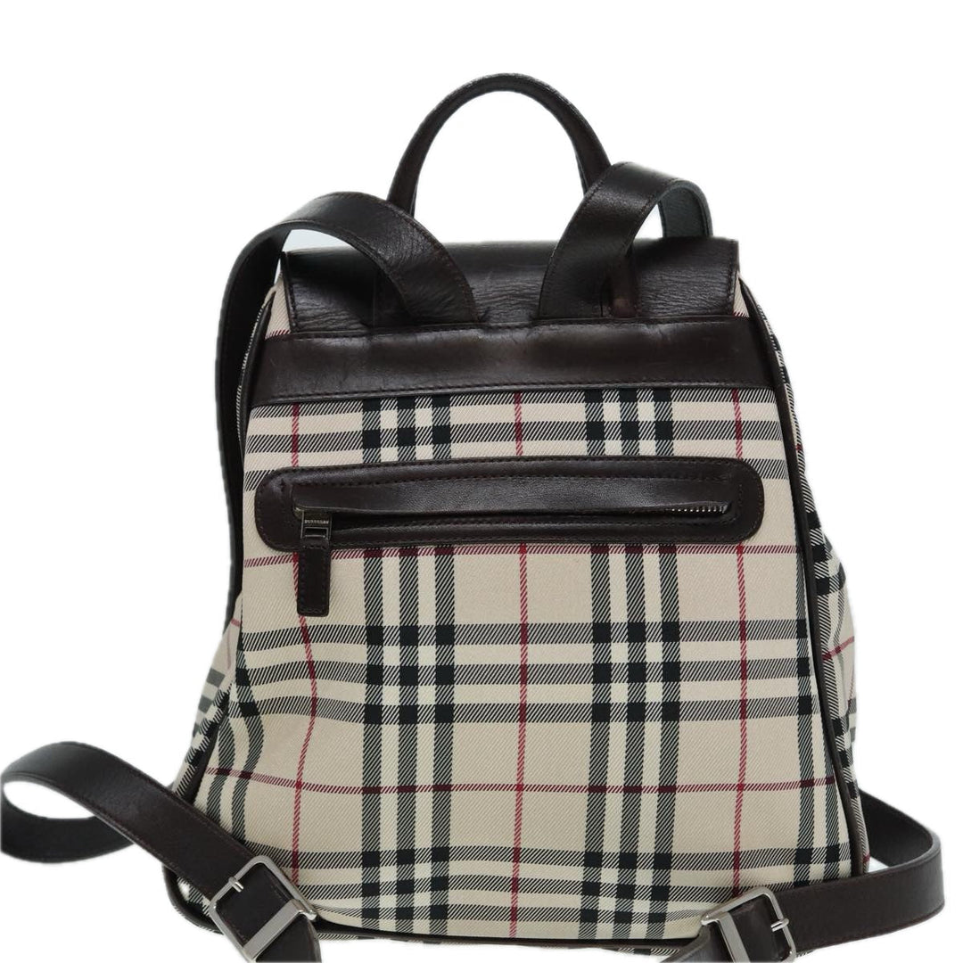 Burberry Nova Check Backpack Nylon Beige Silver Auth ep5418