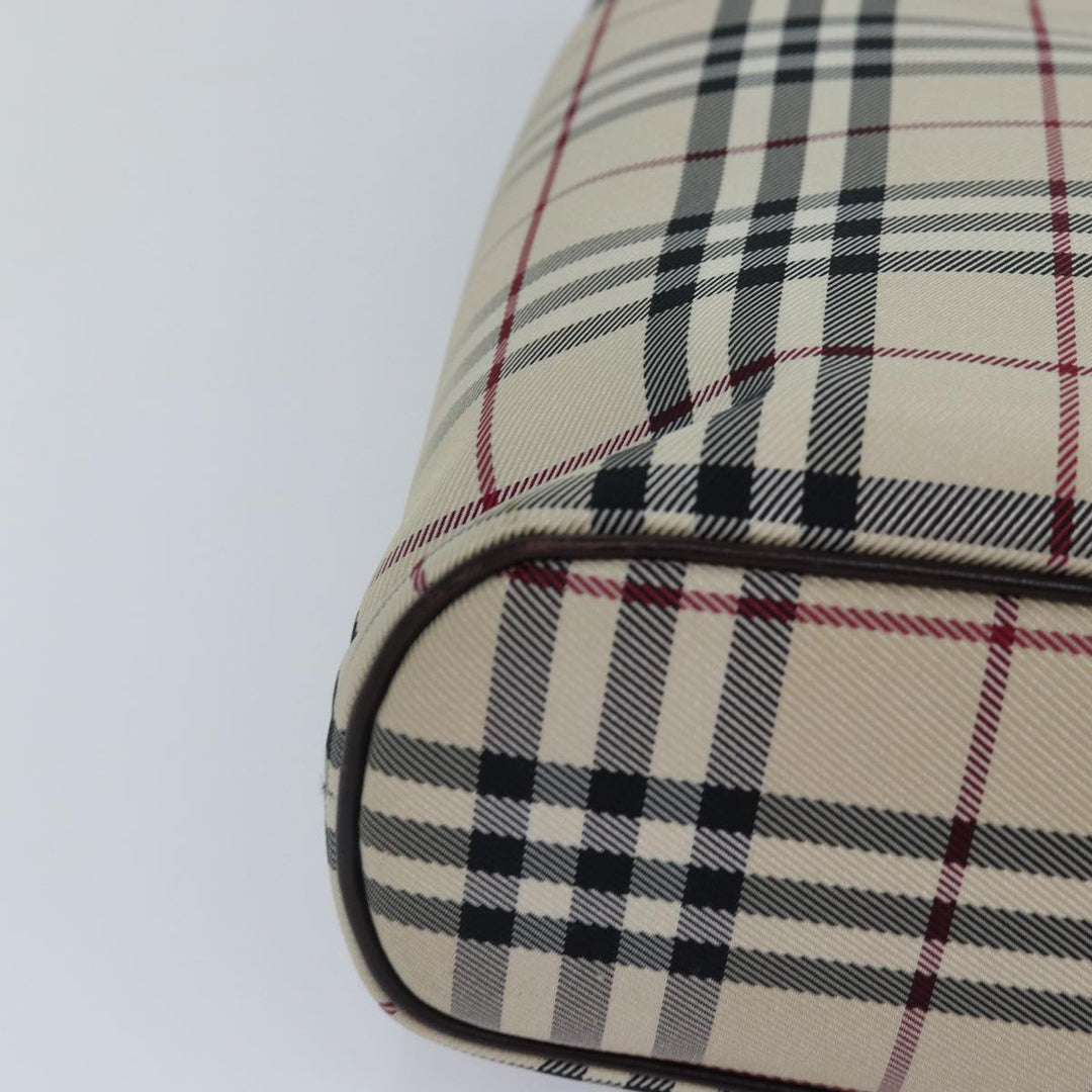 Burberry Nova Check Hand Bag Canvas Beige Silver Auth ep5426