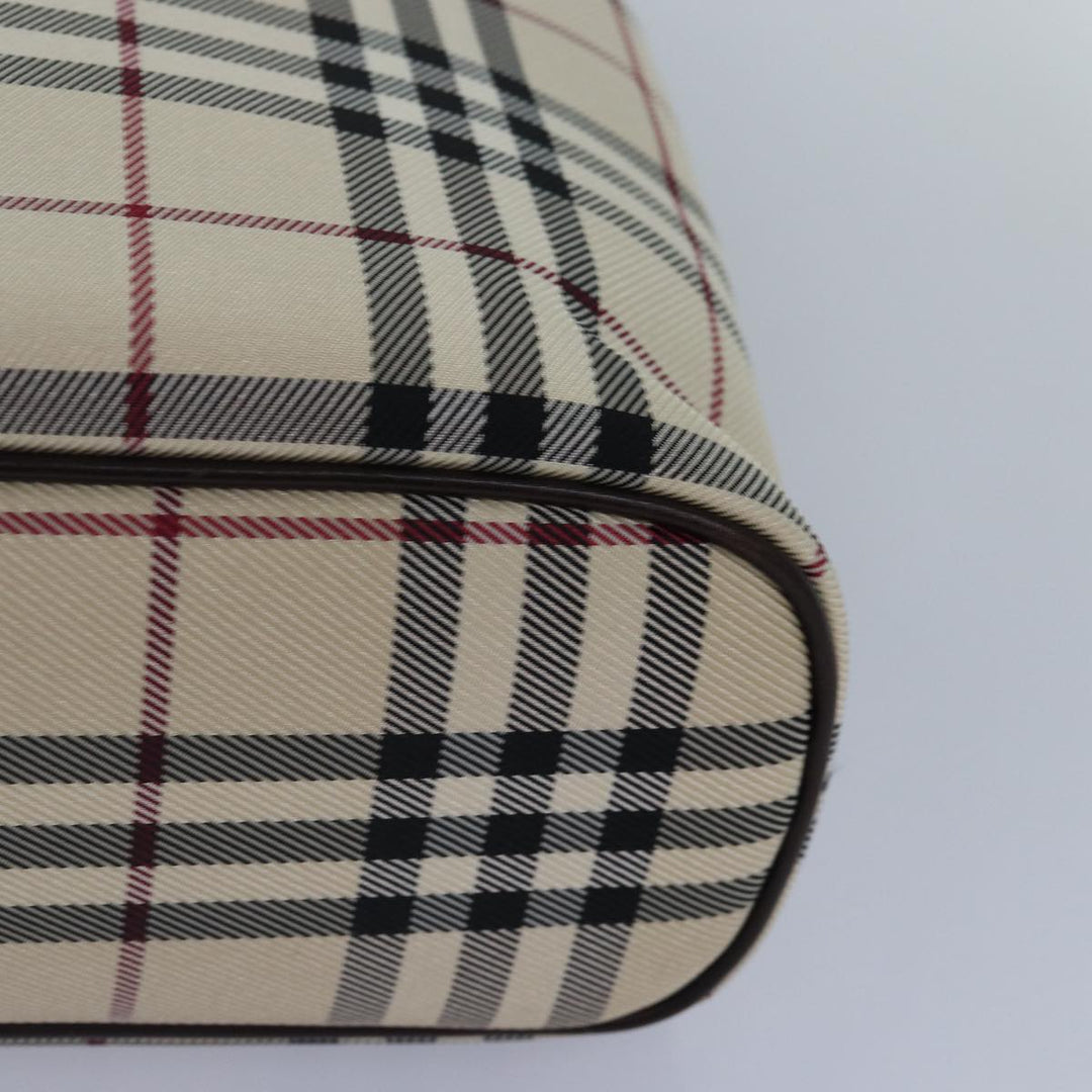 Burberry Nova Check Hand Bag Canvas Beige Silver Auth ep5426