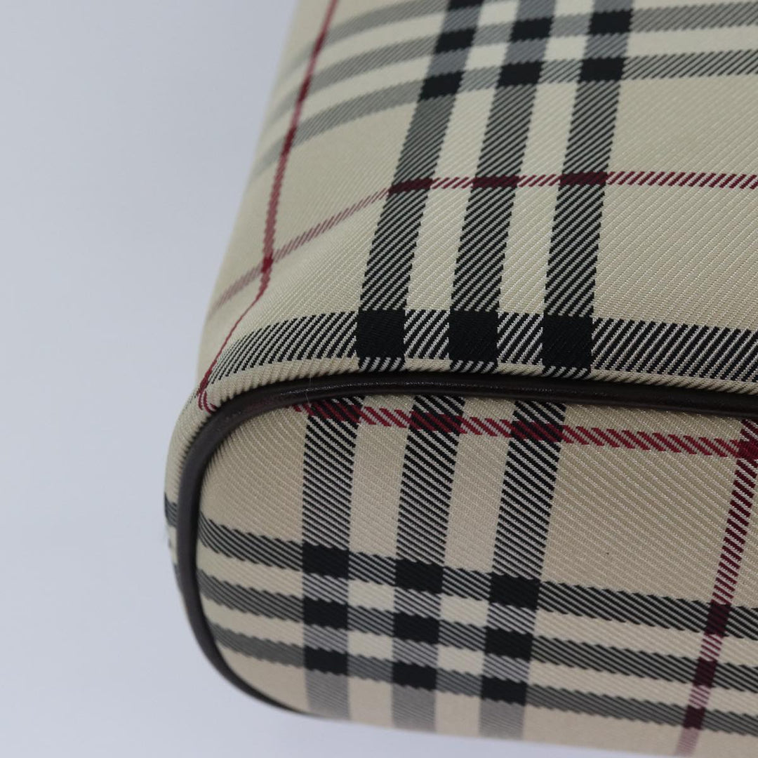 Burberry Nova Check Hand Bag Canvas Beige Silver Auth ep5426