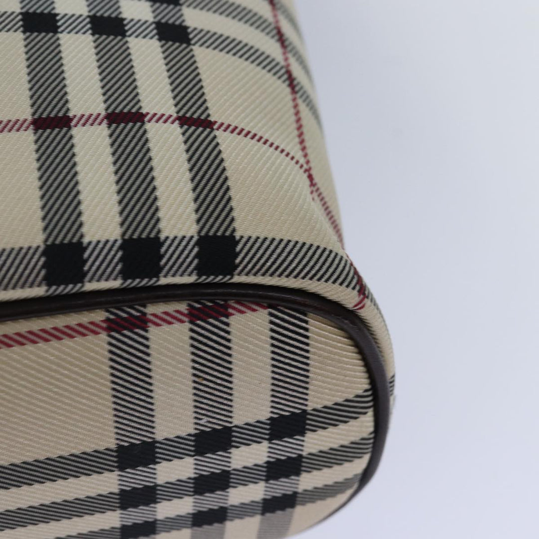 Burberry Nova Check Hand Bag Canvas Beige Silver Auth ep5426
