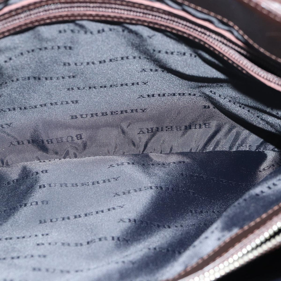 Burberry Nova Check Hand Bag Canvas Beige Silver Auth ep5426
