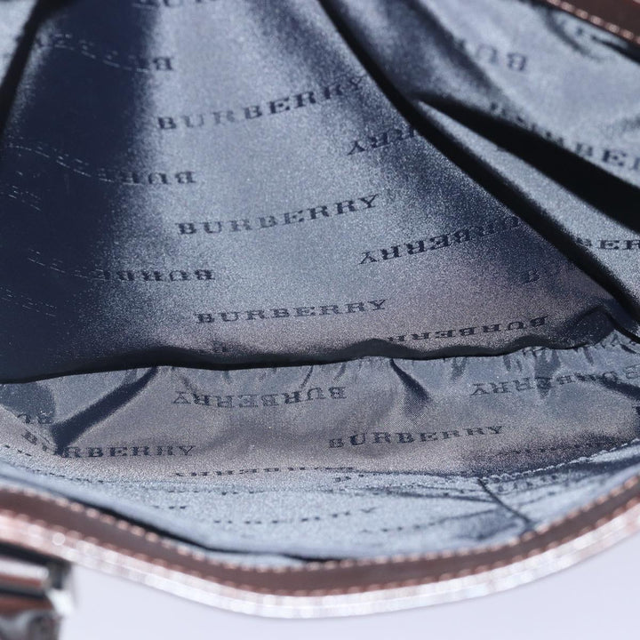 Burberry Nova Check Hand Bag Canvas Beige Silver Auth ep5426