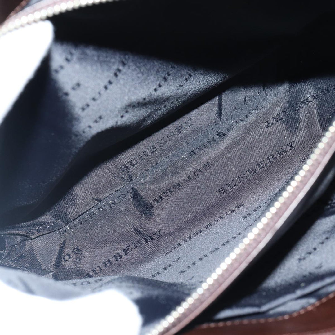 Burberry Nova Check Hand Bag Canvas Beige Silver Auth ep5426