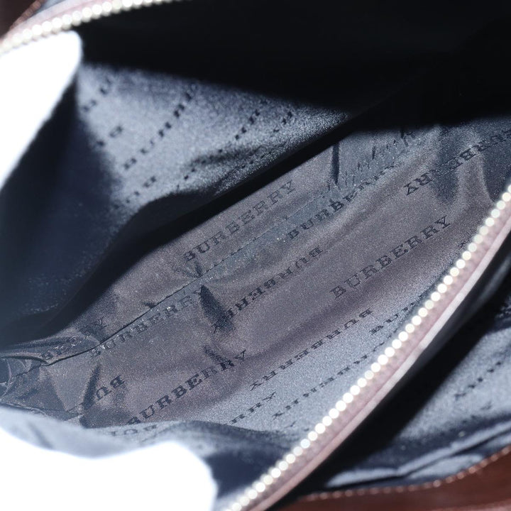 Burberry Nova Check Hand Bag Canvas Beige Silver Auth ep5426