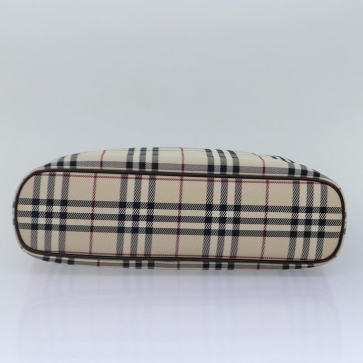 Burberry Nova Check Hand Bag Canvas Beige Silver Auth ep5426