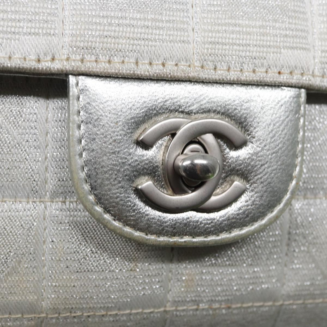 Chanel Chain New Travel Line Shoulder Bag Nylon Beige Silver CC Auth ep5439