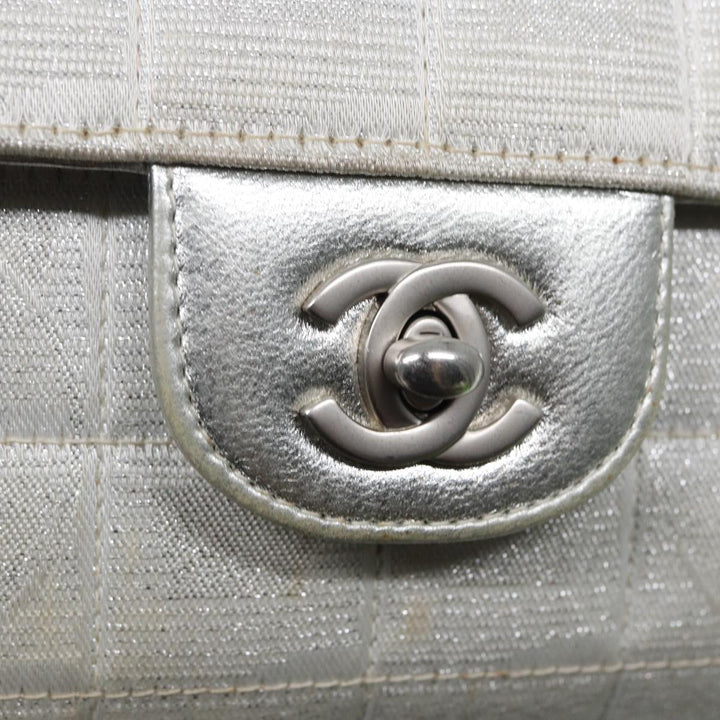 Chanel Chain New Travel Line Shoulder Bag Nylon Beige Silver CC Auth ep5439