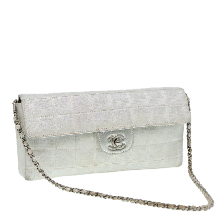 Chanel Chain New Travel Line Shoulder Bag Nylon Beige Silver CC Auth ep5439