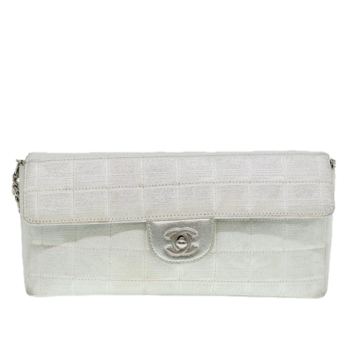 Chanel Chain New Travel Line Shoulder Bag Nylon Beige Silver CC Auth ep5439