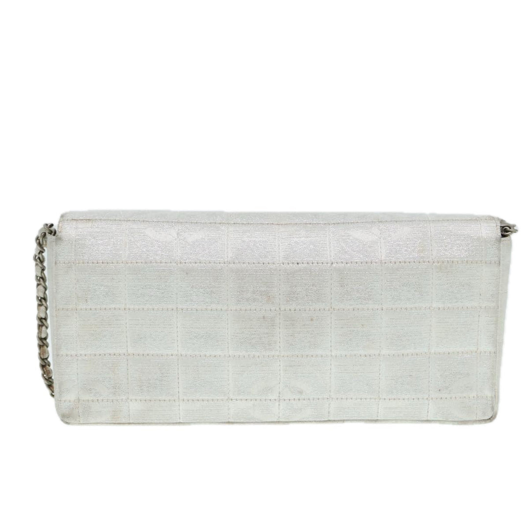 Chanel Chain New Travel Line Shoulder Bag Nylon Beige Silver CC Auth ep5439