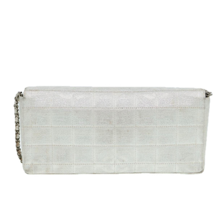 Chanel Chain New Travel Line Shoulder Bag Nylon Beige Silver CC Auth ep5439