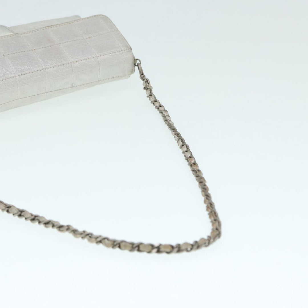 Chanel Chain New Travel Line Shoulder Bag Nylon Beige Silver CC Auth ep5439