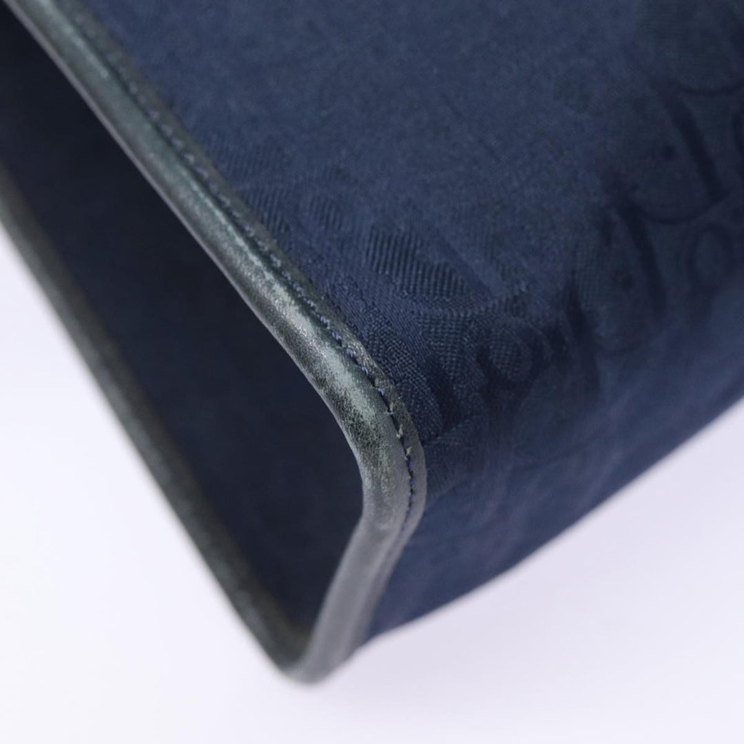 CHRISTIAN Top quality Dior Trotter Canvas Clutch Bag Navy Gold Auth ep5448