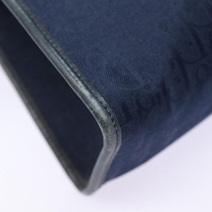 CHRISTIAN Top quality Dior Trotter Canvas Clutch Bag Navy Gold Auth ep5448