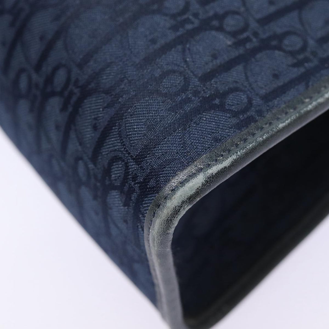 CHRISTIAN Top quality Dior Trotter Canvas Clutch Bag Navy Gold Auth ep5448