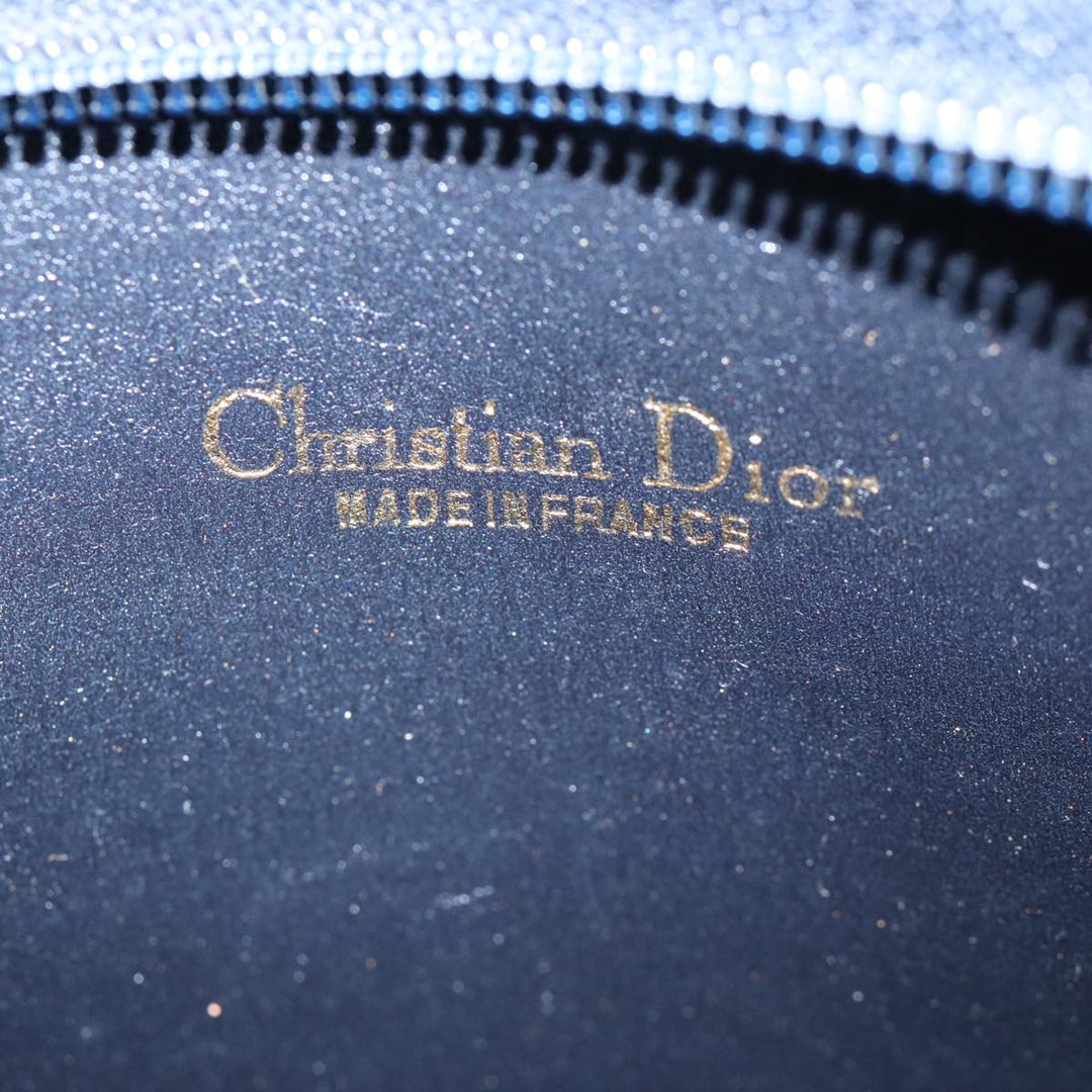 CHRISTIAN Top quality Dior Trotter Canvas Clutch Bag Navy Gold Auth ep5448