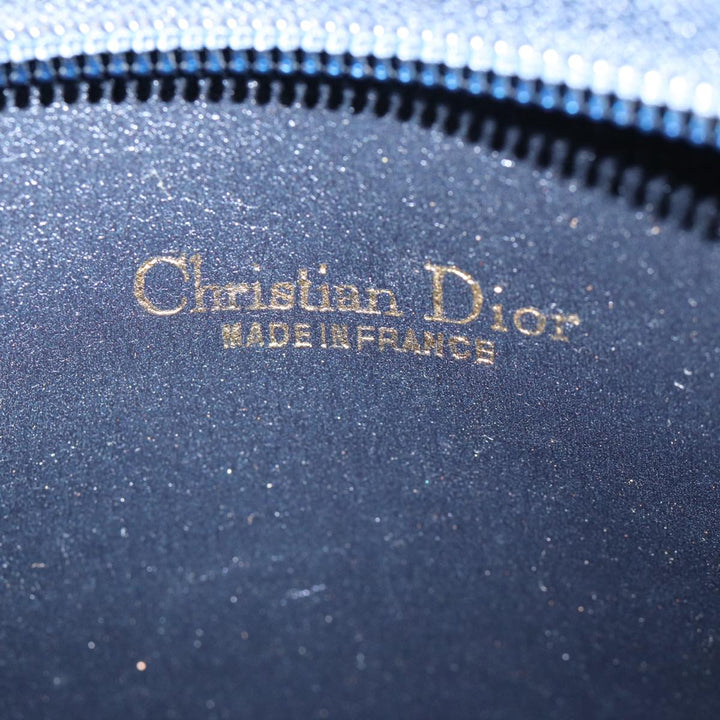 CHRISTIAN Top quality Dior Trotter Canvas Clutch Bag Navy Gold Auth ep5448
