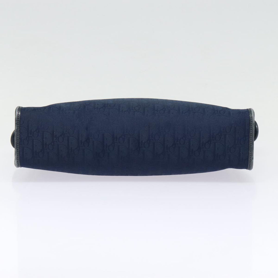 CHRISTIAN Top quality Dior Trotter Canvas Clutch Bag Navy Gold Auth ep5448