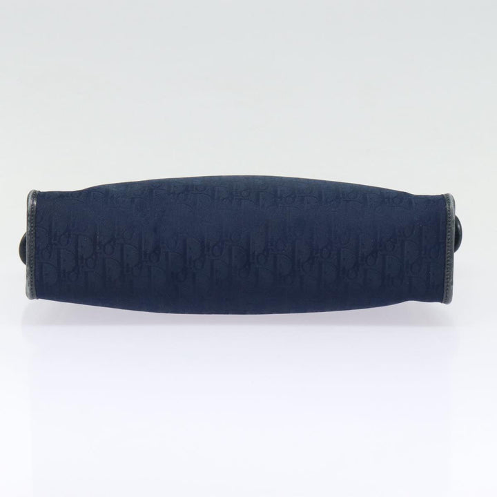 CHRISTIAN Top quality Dior Trotter Canvas Clutch Bag Navy Gold Auth ep5448