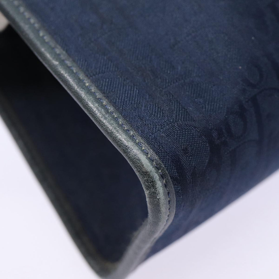 CHRISTIAN Top quality Dior Trotter Canvas Clutch Bag Navy Gold Auth ep5448