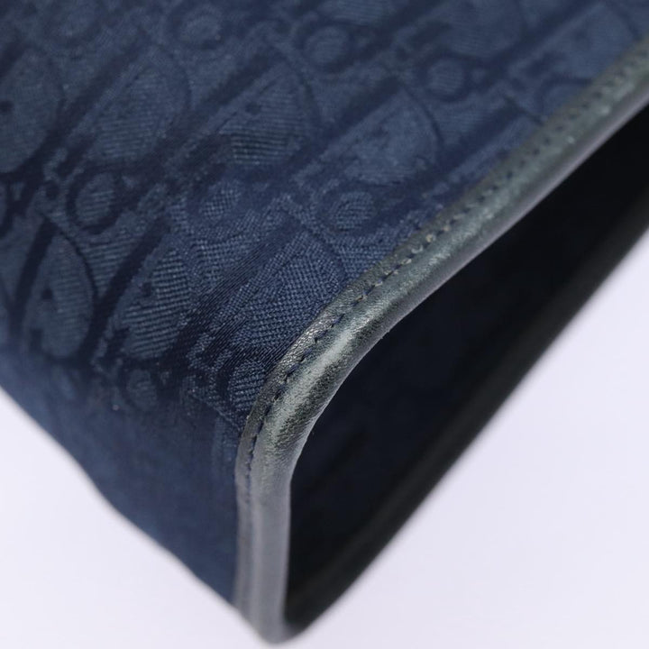 CHRISTIAN Top quality Dior Trotter Canvas Clutch Bag Navy Gold Auth ep5448