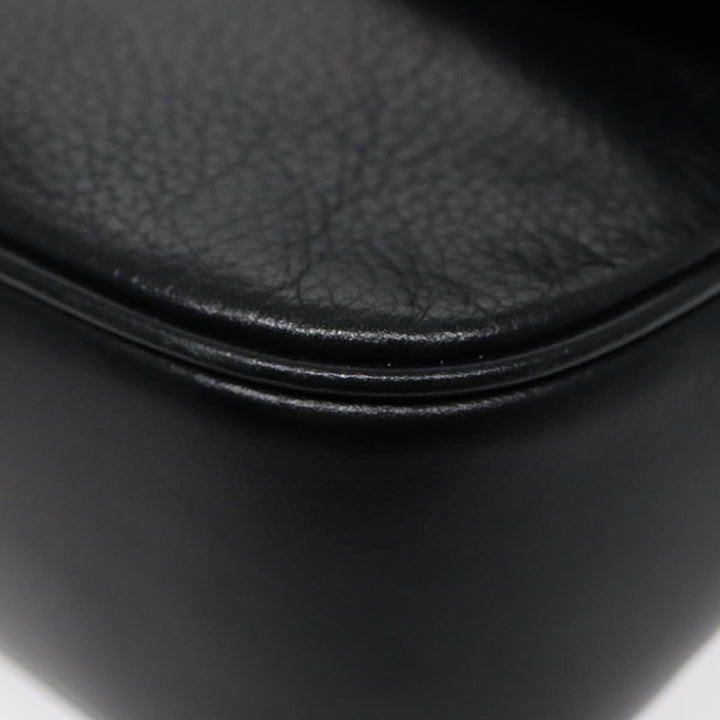 BurberrySs Hand Bag Leather Black Gold Auth ep5473