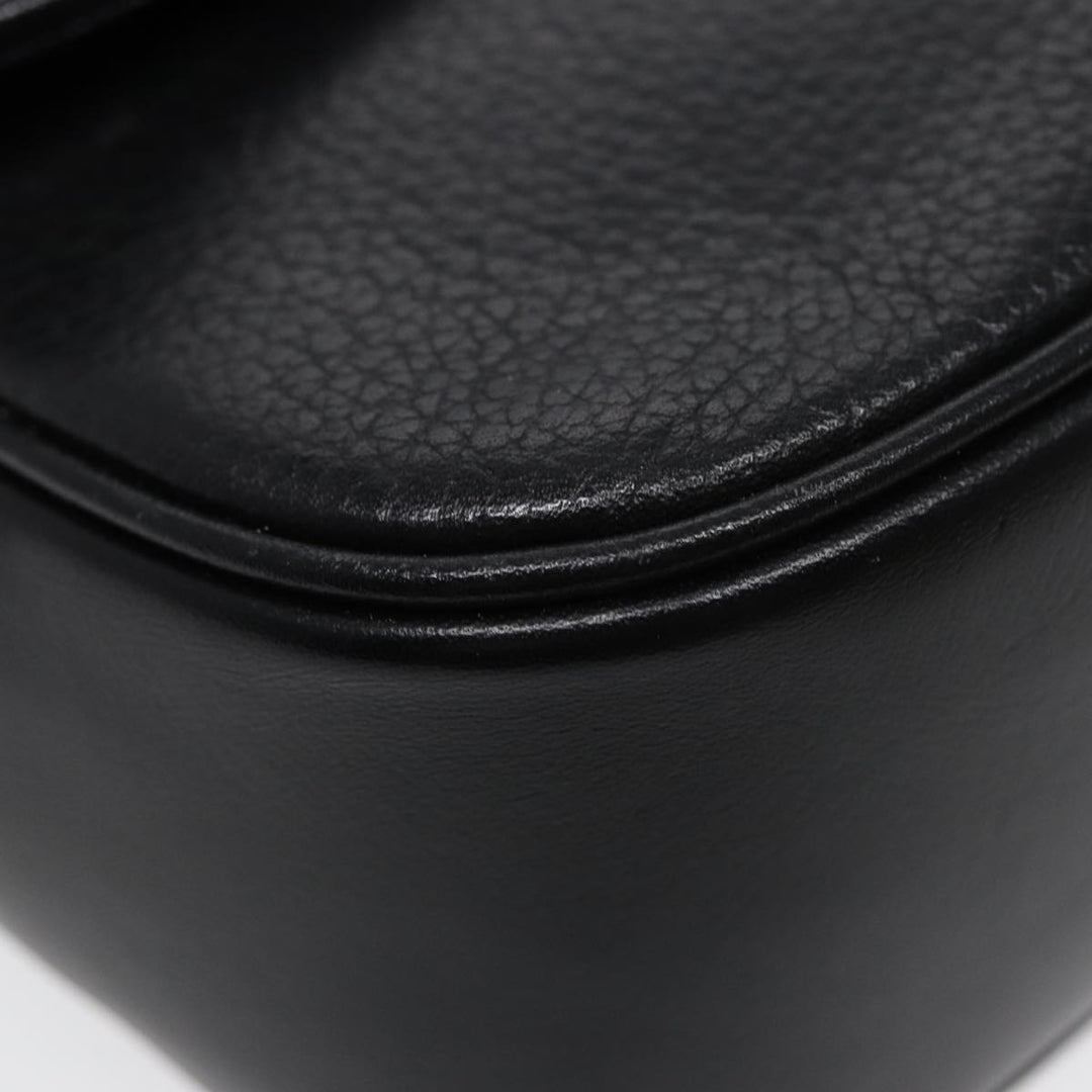 BurberrySs Hand Bag Leather Black Gold Auth ep5473