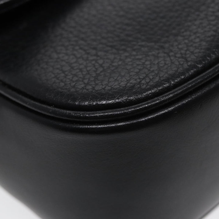 BurberrySs Hand Bag Leather Black Gold Auth ep5473