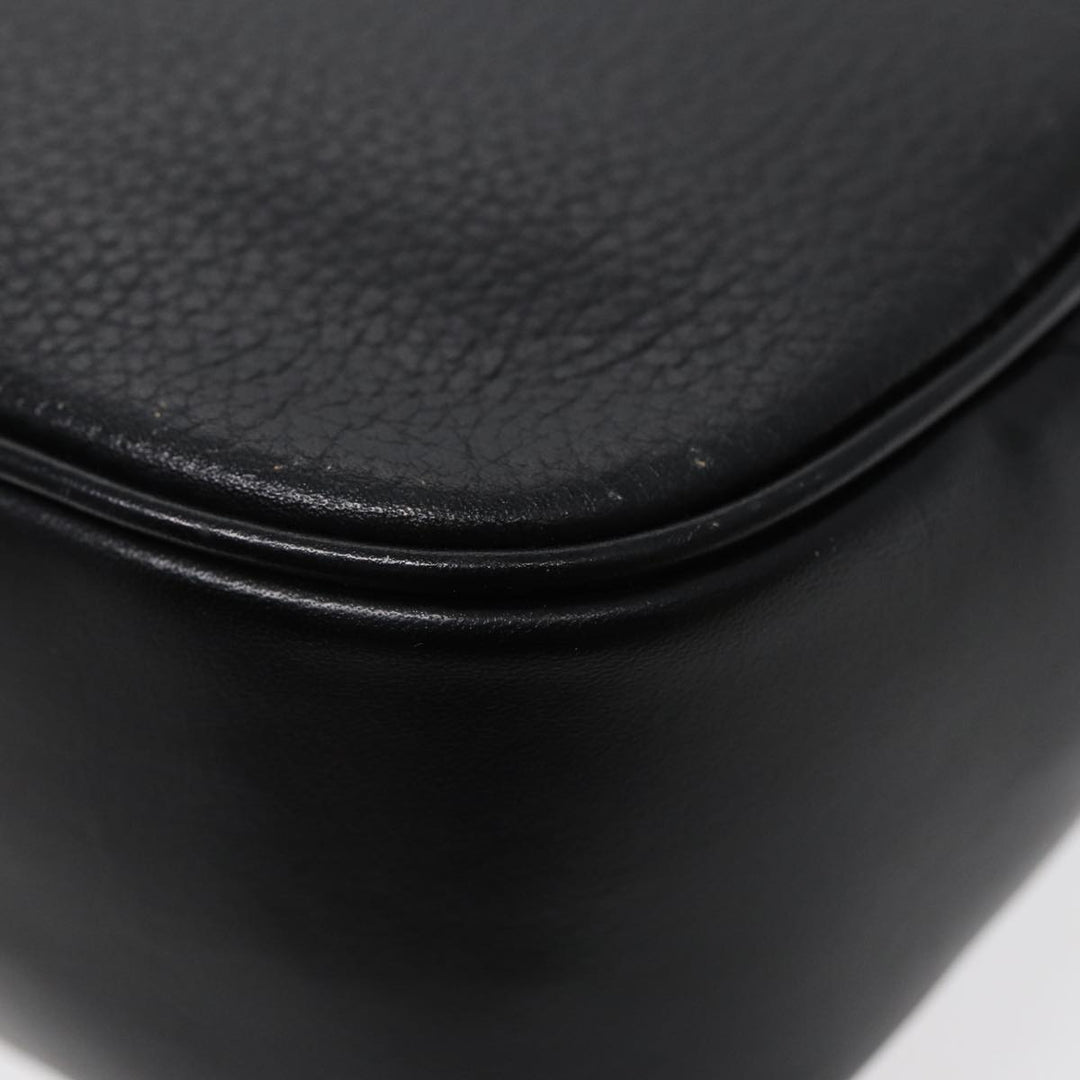 BurberrySs Hand Bag Leather Black Gold Auth ep5473
