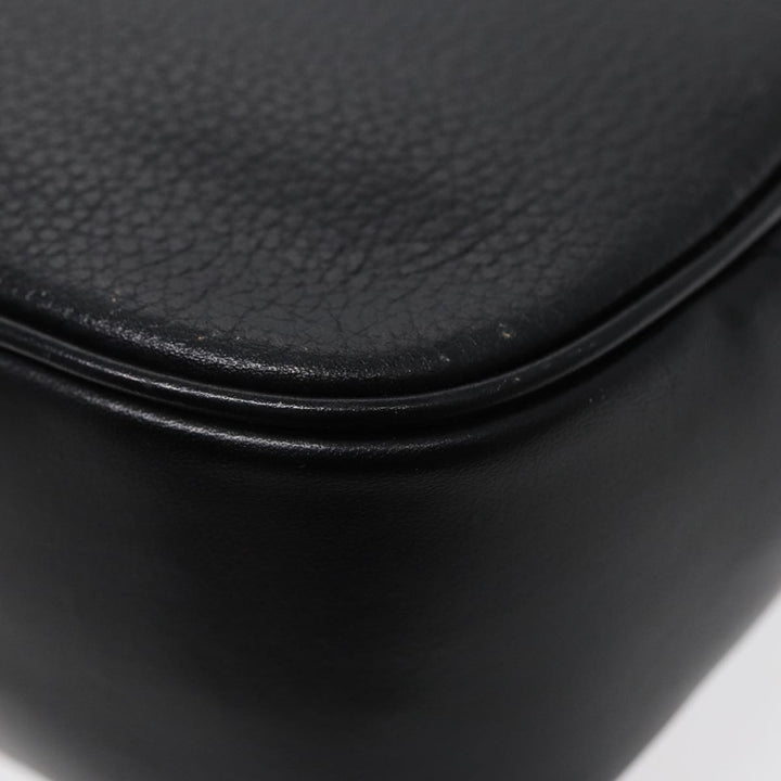 BurberrySs Hand Bag Leather Black Gold Auth ep5473