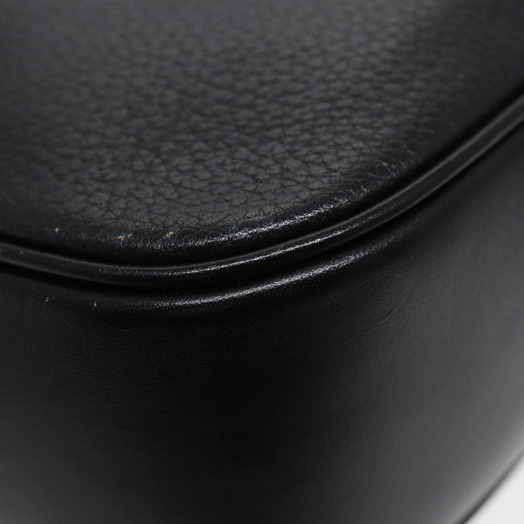BurberrySs Hand Bag Leather Black Gold Auth ep5473