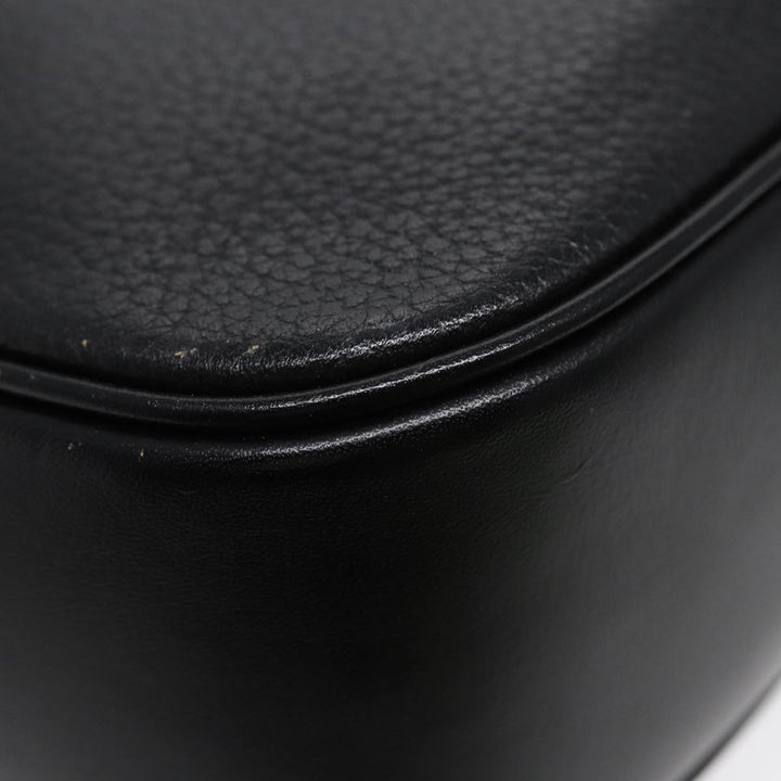 BurberrySs Hand Bag Leather Black Gold Auth ep5473